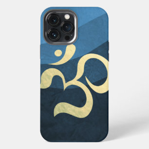 Yoga Meditation Instructor Blue and Gold OM Symbol iPhone 13 Pro Max Case