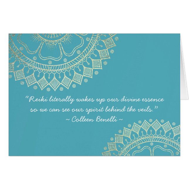Yoga Meditation Instructor Blue Gold Mandala Quote (Front Horizontal)