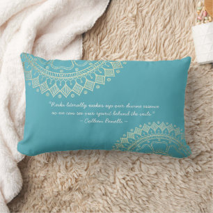 Yoga Meditation Instructor Blue Gold Mandala Quote Lumbar Cushion