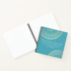 Yoga Meditation Instructor Blue Gold Mandala Quote Notebook