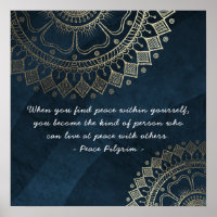 Yoga Meditation Instructor Blue Gold Mandala Quote