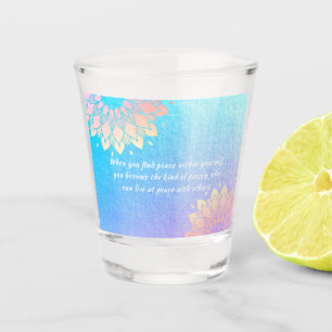 Yoga Meditation Instructor Blue Gold Mandala Quote Shot Glass