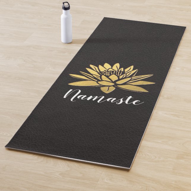 Yoga Meditation Instructor Chic Black & Gold Lotus Yoga Mat (In Situ)