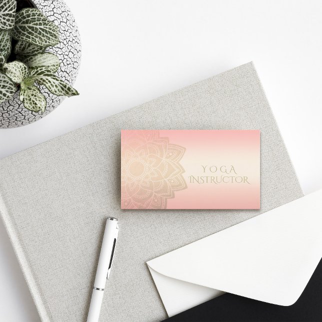 YOGA Meditation Instructor Chic Rose Gold Mandala Business Card (Creator Uploaded)