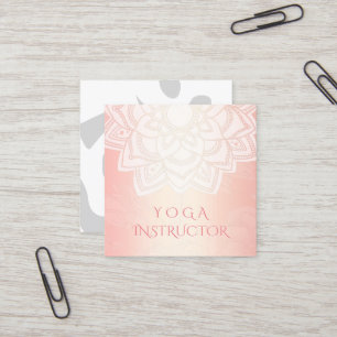 YOGA Meditation Instructor Chic Rose Gold Mandala Square Business Card