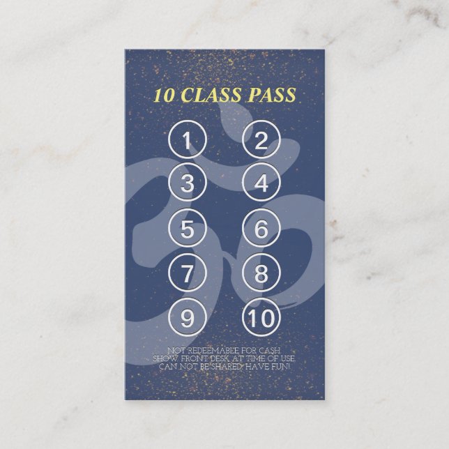 Yoga Meditation Instructor Class Pass Loyalty Card (Front)