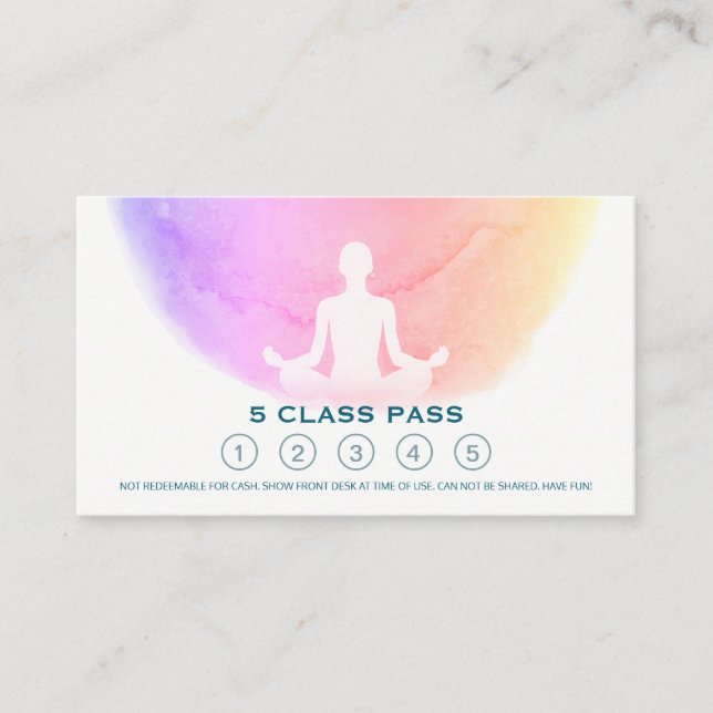 Yoga Meditation Instructor Class Pass Loyalty Card (Front)