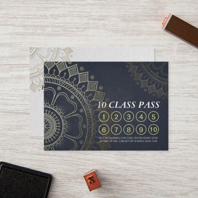 Yoga Meditation Instructor Class Pass Loyalty Card (Front/Back In Situ)