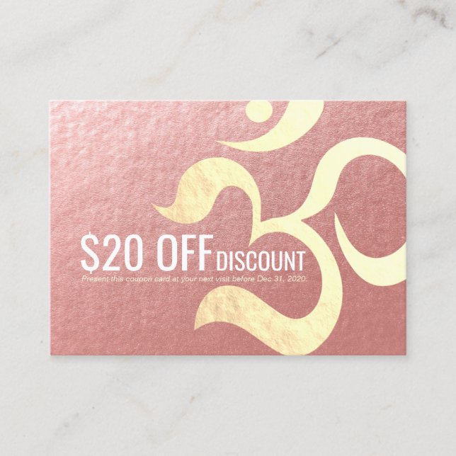 Yoga Meditation Instructor Discount Coupon Om Sign (Front)