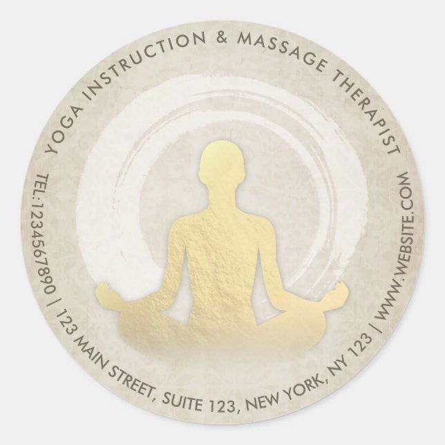Yoga Meditation Instructor Easy Pose ZEN Symbol Classic Round Sticker (Front)