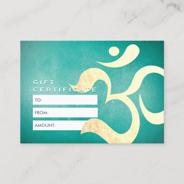 Yoga Meditation Instructor Gift Certificate OM (Front)