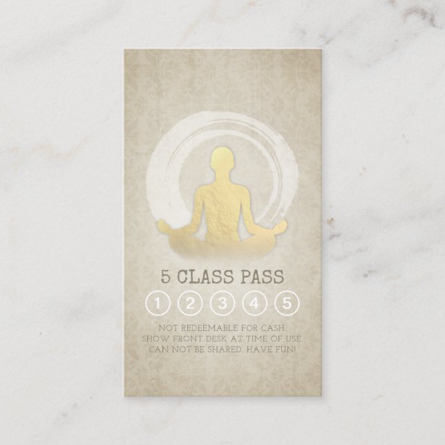 Yoga Meditation Instructor Gold Easy Pose ZEN Sign Loyalty Card (Front)
