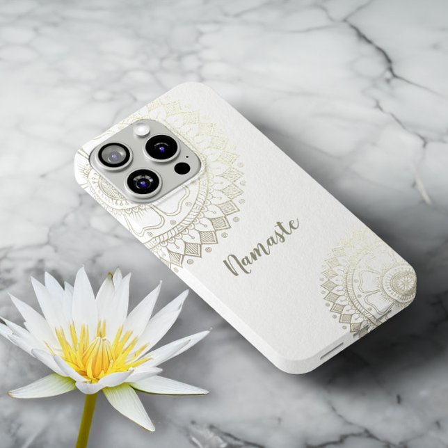 Yoga Meditation Instructor Gold Mandala Flowers Case-Mate iPhone Case (Creator Uploaded)