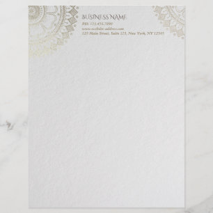 Yoga Meditation Instructor Gold Mandala Flowers Custom Letterhead