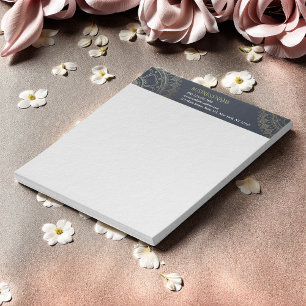 Yoga Meditation Instructor Gold Mandala Navy Blue Notepad