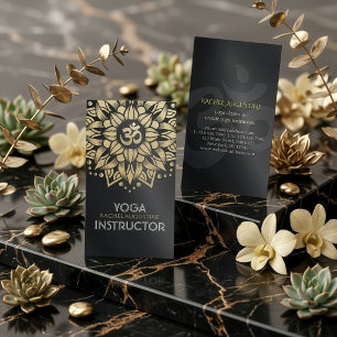 Yoga Meditation Instructor Gold Mandala Om Symbol Business Card