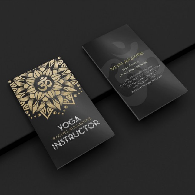 Yoga Meditation Instructor Gold Mandala Om Symbol Business Card (Creator Uploaded)