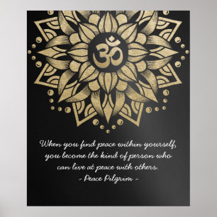 Yoga Meditation Instructor Gold Mandala Om Symbol Poster