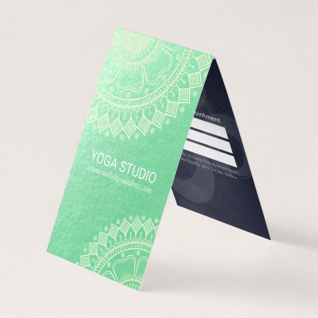Yoga Meditation Instructor Gold Mandala Price List Business Card (Front)