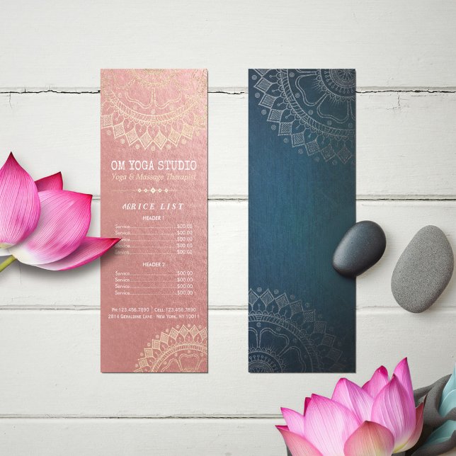 Yoga Meditation Instructor Gold Mandala Price List Rack Card (Creator Uploaded)