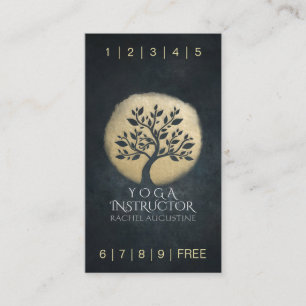 Yoga Meditation Instructor Gold Tree Loyalty Punch Card