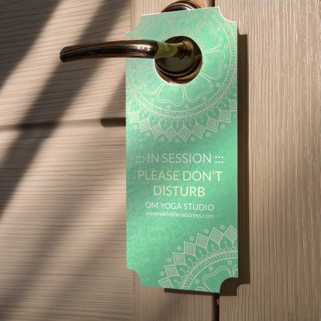 Yoga Meditation Instructor Green Gold Foil Mandala Door Hanger (Creator Uploaded)