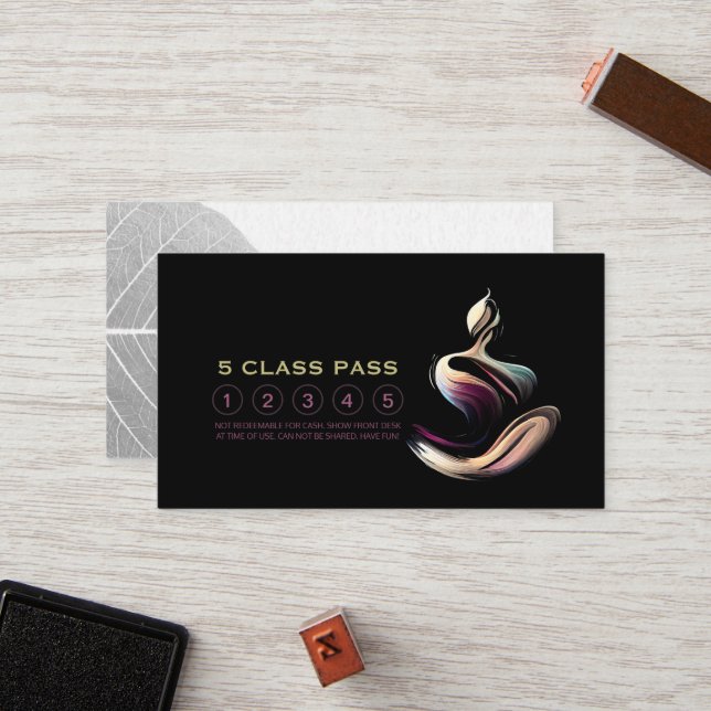 Yoga Meditation Instructor Lotus Pose 5 Class Pass Loyalty Card (Front/Back In Situ)