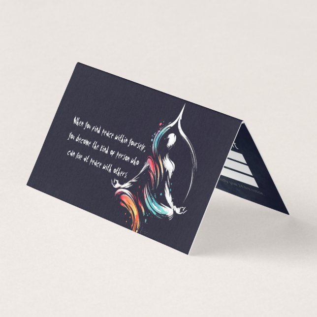 Yoga Meditation Instructor Lotus Pose Brush Stroke Business Card (Front)