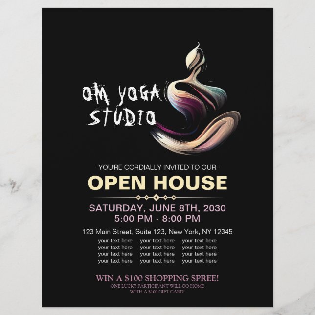 Yoga Meditation Instructor Lotus Pose Brush Stroke Flyer (Front)