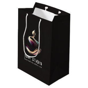 Yoga Meditation Instructor Lotus Pose Brush Stroke Medium Gift Bag