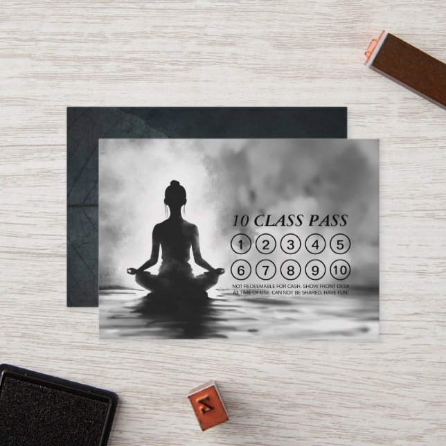 Yoga Meditation Instructor Lotus Pose Class Pass Loyalty Card (Front/Back In Situ)