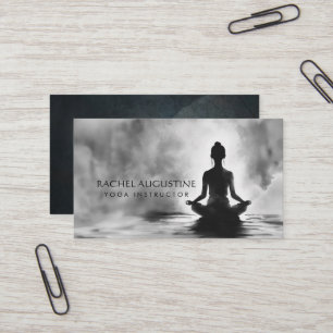 Yoga Meditation Instructor Lotus Pose Ink Painting Business Card