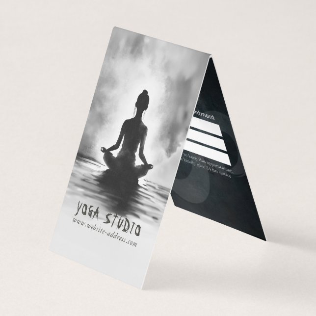 Yoga Meditation Instructor Lotus Pose Ink Painting Business Card (Front)