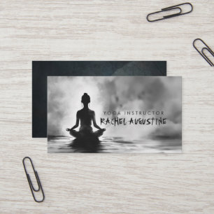 Yoga Meditation Instructor Lotus Pose Ink Painting Business Card