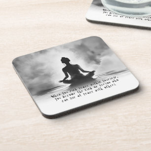 Yoga Meditation Instructor Lotus Pose Ink Painting Coaster