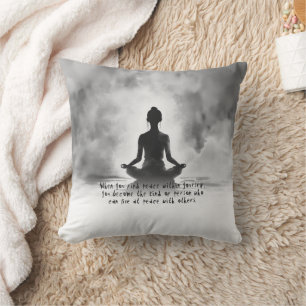 Yoga Meditation Instructor Lotus Pose Ink Painting Cushion