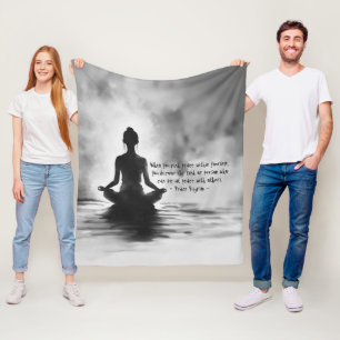 Yoga Meditation Instructor Lotus Pose Ink Painting Fleece Blanket