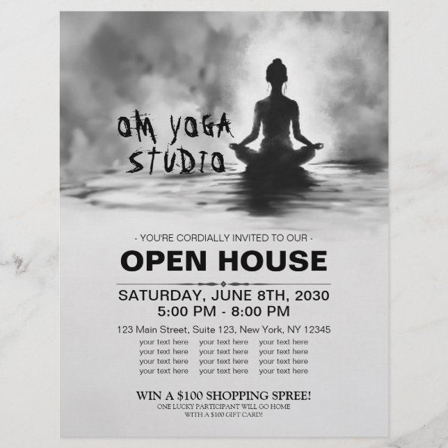 Yoga Meditation Instructor Lotus Pose Ink Painting Flyer (Front)
