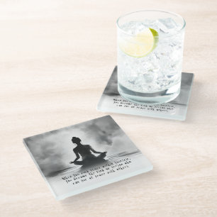 Yoga Meditation Instructor Lotus Pose Ink Painting Glass Coaster