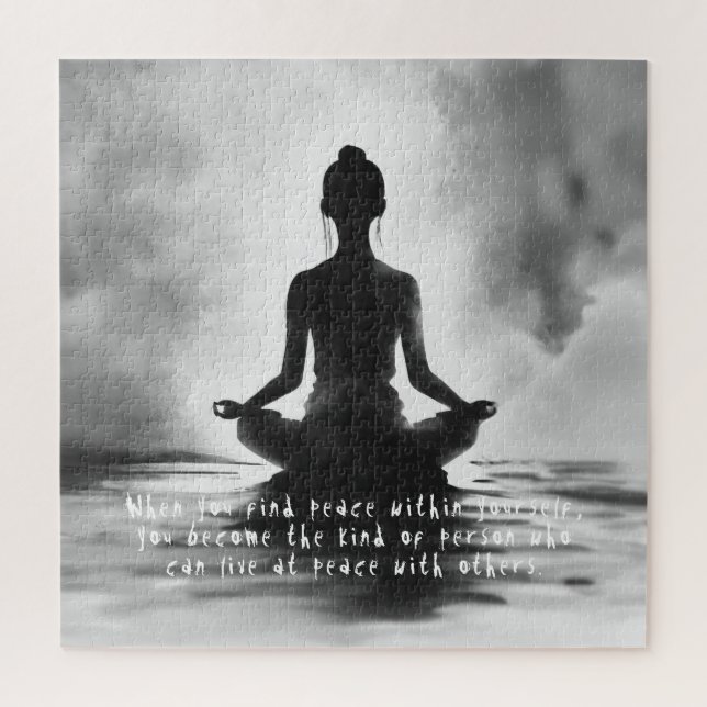 Yoga Meditation Instructor Lotus Pose Ink Painting Jigsaw Puzzle (Vertical)