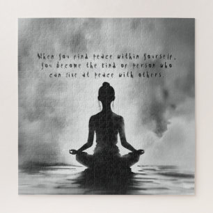 Yoga Meditation Instructor Lotus Pose Ink Painting Jigsaw Puzzle