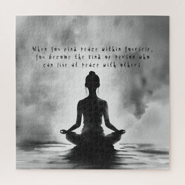 Yoga Meditation Instructor Lotus Pose Ink Painting Jigsaw Puzzle (Vertical)