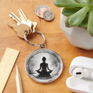 Yoga Meditation Instructor Lotus Pose Ink Painting Key Ring