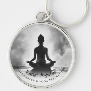 Yoga Meditation Instructor Lotus Pose Ink Painting Key Ring