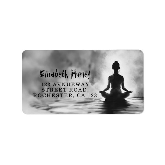 Yoga Meditation Instructor Lotus Pose Ink Painting Label (Front)