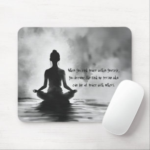 Yoga Meditation Instructor Lotus Pose Ink Painting Mouse Pad