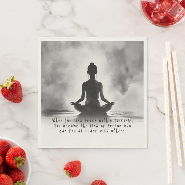 Yoga Meditation Instructor Lotus Pose Ink Painting Napkin (Insitu)