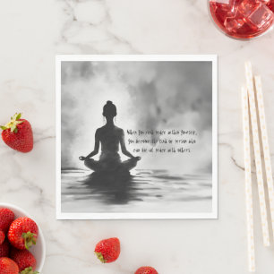 Yoga Meditation Instructor Lotus Pose Ink Painting Napkin
