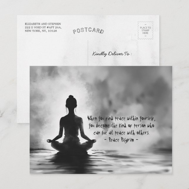 Yoga Meditation Instructor Lotus Pose Ink Painting Postcard (Front/Back)