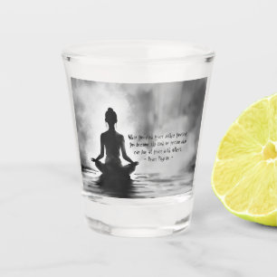 Yoga Meditation Instructor Lotus Pose Ink Painting Shot Glass